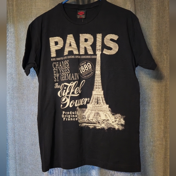 Paris Eiffel Tower T-shirt Adult S - purchased in Paris - Navy and White - Picture 4 of 5